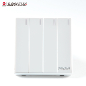 SANSHE Material plástico 4 Gang 2 Way Interruptor de pared eléctrico 87*87mm - Product Image 1