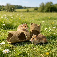 Rumah Tempat Persembunyian Hamster dari Batang Pohon Alami, Terowongan Penampungan Hewan Kecil untuk Hamster, Guinea Pig, Gerbil, Tikus, OEM ODM