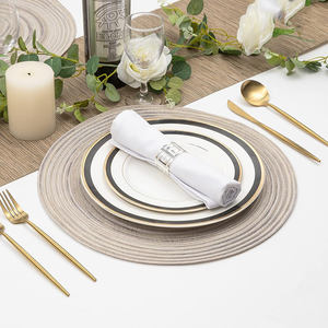 Sous-plat rond jetable en papier coton contemporain, style traditionnel, imprimé numérique, imperméable, pour mariages, en tissu polyester et dentelle - Product Image 4