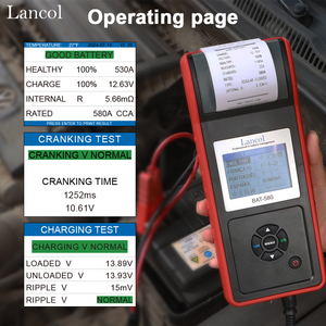 جهاز اختبار البطارية 12 فولت مع شاشة عرض LCD ملونة، اختبار البطارية/اختبار الشحن/اختبار التشغيل 40-3000CCA، ضمان لمدة سنة واحدة - Product Image 6
