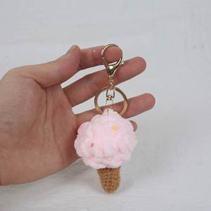 Wholesale Crochet Ice Cream Keychain Fluffy Plush <b>Keyring</b> Cute Realistic Dessert Keychain Couple Gift Handmade Keychain Pendant - Product Image 6