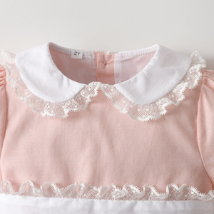 Adorable mameluco infantil Turn Down Collar Detalles de encaje Algodón suave Niñas recién nacidas Onesie Ropa Bebé Niña 3-6 meses Mamelucos - Product Image 3