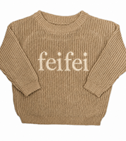 Pull en tricot 100 % coton personnalisé pour femme, broderie lettre, col rond, coupe décontractée, automne-hiver, OEM