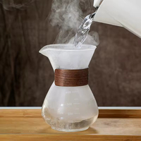 Set teko kaca borosilikat tinggi tahan panas 400ml, pembuat teh kopi, set server kopi kaca
