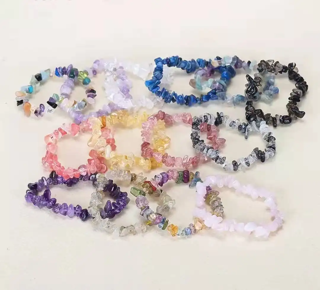 Chips Bracelets Wholesale Price Natural Crystals Healing Gemstone Chips Bracelet For Sale