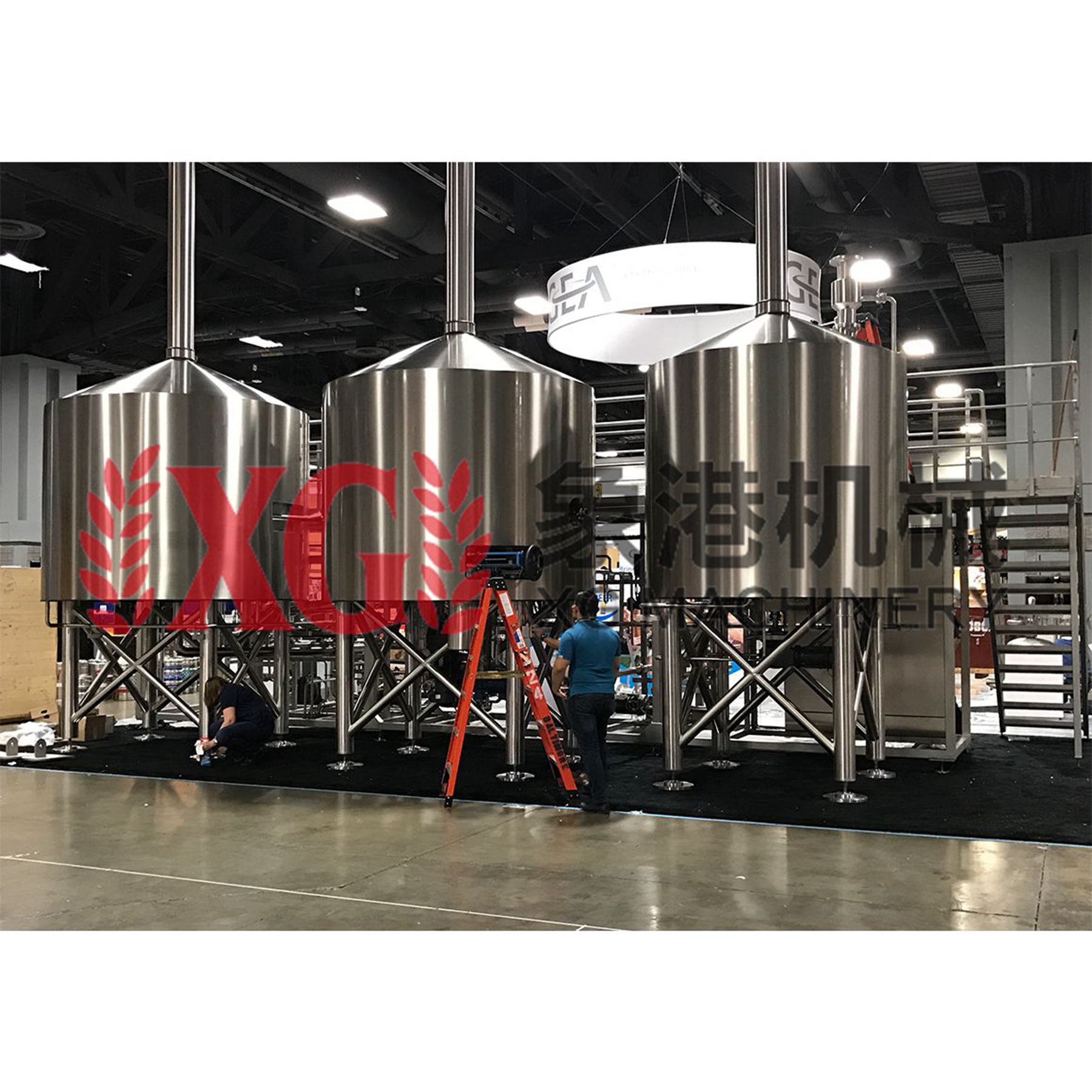 Автоматическая Пивоваренная установка 10000L 100HL 80BBL, ферментер из нержавеющей стали с паровым нагревом, 3 сосуда, коммерческая Пивоваренная система