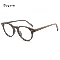 Boyarn usine lentille transparente personnalisé unisexe lunettes Oem acétate bois Grain lecteur rond Prescription myopie lunettes cadre