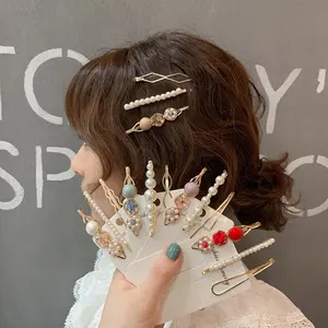 Mode koreanischen Stil Perlen Haars pangen Stifte setzt Vintage Perle Haars pangen trend ige Haarschmuck für Frauen