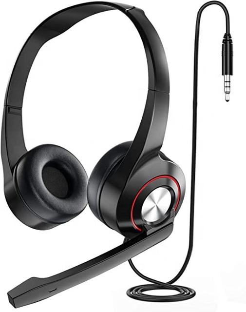USB Wired Headset with Noise Cancelling Microphone on Ear Headphones for Office Call Center Business PC Laptop Zoom Meeting