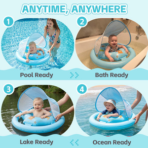 Bouée de piscine pour bébé <span class=keywords><strong>avec</strong></span> <span class=keywords><strong>auvent</strong></span> étoilé amovible, anti-retournement, siège de sécurité à double <span class=keywords><strong>chambre</strong></span>, jouet aquatique d'été pour tout-petit - Product Image 3