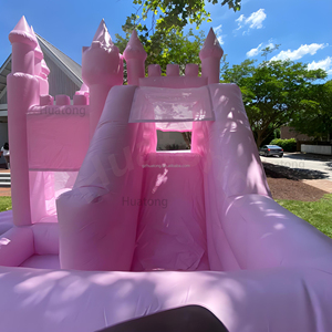 Château gonflable rose combiné avec toboggan, château de saut, maison de rebond <span class=keywords><strong>pour</strong></span> les enfants, <span class=keywords><strong>fête</strong></span> d'<span class=keywords><strong>anniversaire</strong></span>, <span class=keywords><strong>location</strong></span> <span class=keywords><strong>pour</strong></span> événements de mariage - Product Image 2