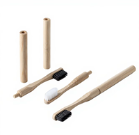 Brosse à dents en bambou biodégradable jetable pour adultes, logo personnalisé, écologique, charbon de bois, poils en nylon doux, hôtels