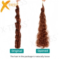 X-TRESS Cheveux pré-étirés Auburn Brown French Curl pour tresses, extensions de cheveux bouclés ondulés pour tresses au crochet, extensions de cheveux rebondissantes