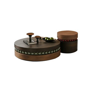 Table basse moderne en noyer, style <span class=keywords><strong>vintage</strong></span> italien, haut de gamme, créative, ronde, en bois, pour salon. - Product Image 6
