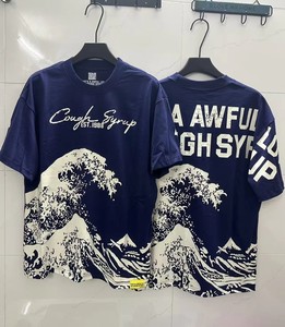 T-shirt Vintage da Uomo 100% <span class=keywords><strong>Cotone</strong></span> Stampa DTG Personalizzata COUGH SYRUP Rhime Design a Doppio Bicchiere Traspirante 300gsm - Product Image 4