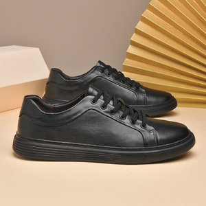 Wholesale Custom Logo Outdoor New Fashion Pu <strong>Leather</strong> Casual Canvas <strong>Shoes</strong> Men's <strong>Black</strong> Leisure Sneakers for Men Sports - Product Image 4