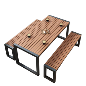 안뜰 발코니 야외 레저 캠핑 레스토랑 사용을 위한 의자 조합을 갖춘 현대적인 야외 식탁 - Product Image 1
