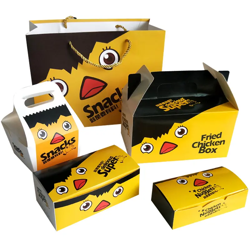 Factory Printed Take Away Fast Food Box Paper Cardboard Fried Chicken Packaging Boxes For Snack Fried Food