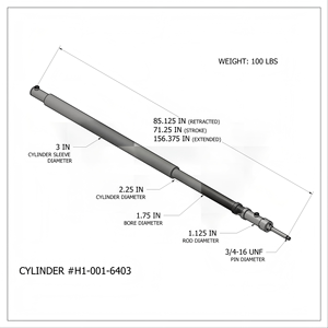 Ersatz-Hydraulikzylinder mit 71,25 Zoll Hub für Heil-Müllwagen mit 3000 PSI Nenndruck - Product Image 2