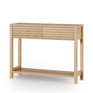 Vente directe d'usine |   Banc étroit moderne en bois massif avec étagère de rangement et port de charge, écologique, pour hall d'entrée et couloir - Product Image 2