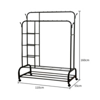 Porte-vêtements double tringle durable, multifonctionnel, mobile, sur pied, à 3 niveaux, gain de place