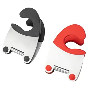 Supporto per cucchiaio da cucina in acciaio inossidabile anti-scottatura supporto per cucchiaio da cucina con Clip laterale in silicone antiscottatura set da 2 pezzi