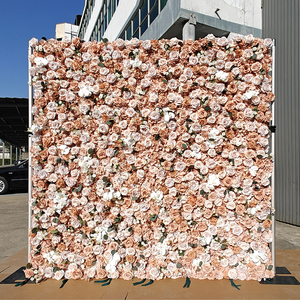 ฉากหลังถ่ายรูปงานปาร์ตี้ธีมฤดูใบไม้ร่วง ขนาด 8x8 ฟุต ตกแต่งด้วยดอกไม้ประดิษฐ์แบบกำหนดเอง กล้วยไม้ ดอกกุหลาบ สไตล์ฤดูใบไม้ร่วง สีน้ำตาล - Product Image 1