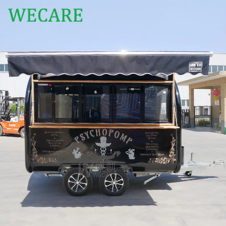 WECARE في الهواء الطلق العربة حار وجبة خفيفة عربة Towable الغذاء شاحنة عربة غذاء متنقلة مع المظلة