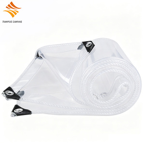 Tarpaulin With Zipper Patio <b>Tarp</b> Curtain Outdoor Clear Vinyl with Twist Lock Transparent Cover Made in China - Product Image 1