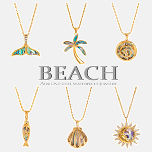 <b>Abalone</b> <b>Shell</b> Necklace Zinc Alloy Beach Style Women's Jewelry Leisure Gift Chain Pendant - Product Image 1
