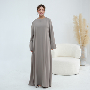 <span class=keywords><strong>Abaya</strong></span> Nera Tinta Unita Stile Dubai con Pizzo, Set 2 Pezzi con Hijab Abbinato, <span class=keywords><strong>Abaya</strong></span> Modesta in Nida, Vestito Musulmano da Donna - Product Image 3