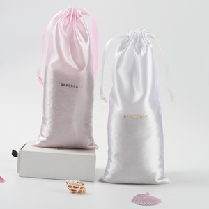 Wholesale Pink <b>White</b> Satin Make up Cosmetic Hair Packaging <b>Bags</b> for Hair Extensions - Product Image 6