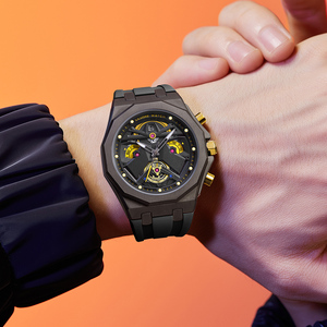 Orologio da polso uomo LILUOKE orologio al quarzo in acciaio inossidabile cinturino in Silicone orologi di moda impermeabili per gli uomini Sport <span class=keywords><strong>Watch</strong></span> - Product Image 6