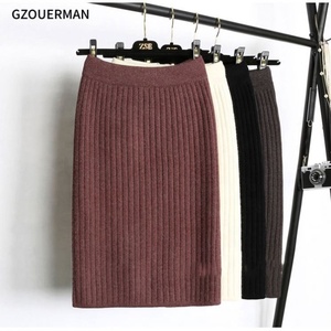 Jupe crayon mi-mollet décontractée en maille respirante polyester/spandex style tendance automne-hiver pour femmes et jeunes filles Ohsisa - Product Image 3