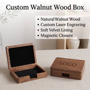 Wooden Decorative <b>Storage</b> Keepsake Boxes Walnut Handmade Walnut Wooden Box Keepsakes Photos Jewelry <b>Ring</b> Wedding Gift Box - Product Image 4
