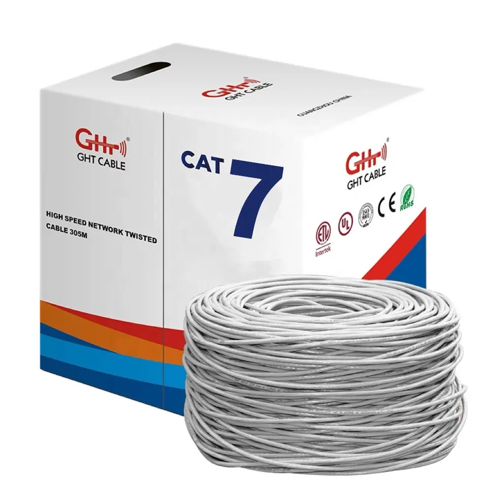 كابل GHT 1000/800 ميجاهيرتز Cat7 كابل شبكة إيثيرنيت Cat 8 S/FTP كابل 1000 قدم BC من النحاس الخالص ثماني النواة إيثرنت شبكة الإنترنت Cat 7