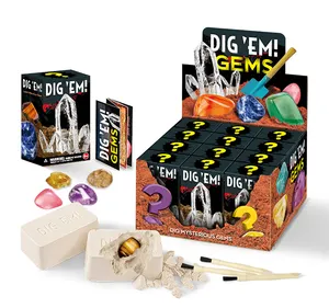 educational kid toy dig gem 12 assorted mystery treasures excavate crystal gem dig toy