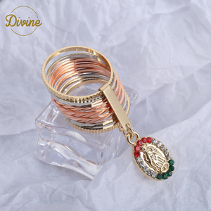 Joyería de 7 Días en Varios Colores, 14k Chapado en <span class=keywords><strong>Oro</strong></span>, Religiosa, Virgen María, 7 Brazaletes Semanarios en <span class=keywords><strong>Oro</strong></span> Laminado, Anillos de Lujo para Mujer - Product Image 4
