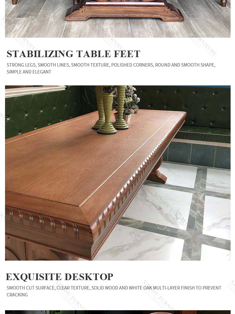 american style country coffee table wooden desktop solid wood oak long square dining table