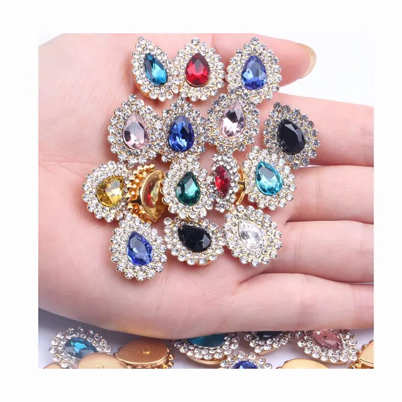Vestiti fai da te accessori artigianali strass di cristallo colori assort forma di goccia diamanti trapano in vetro placcato oro borsa cappello strass