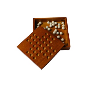 C04121 Marble <strong>Solitaire</strong> Chess <strong>Game</strong> with Natural Solid Wood Wooden Bead Challenge Fun Brain Teaser Solitair Wooden <strong>Board</strong> - Product Image 4