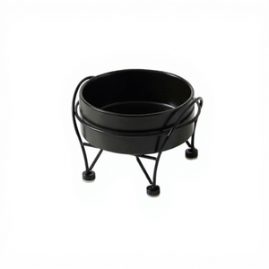 Mangeoire surélevée en métal noir <span class=keywords><strong>pour</strong></span> chat, bol simple en céramique mate, ergonomique et antidérapant <span class=keywords><strong>pour</strong></span> chatons d'intérieur - Product Image 4