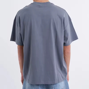 Camiseta de Verano Lisa con Cuello Redondo, Estilo Vintage, Hombros Caídos, de Algodón de Diseñador, de Gran Gramaje, Lisa y Oversize - Product Image 2