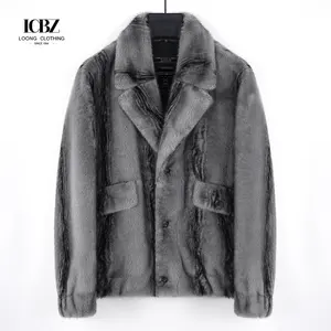 Gold mink velvet imitation integrated casual fashion winter coat fur mink fur coat men's cross mink coat fur