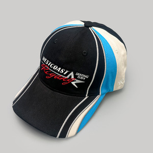 Casquette de baseball unisexe Y2K personnalisée brodée imperméable avec image West Coast Racer, color block course automobile, visière incurvée, réglable, sport - Product Image 1