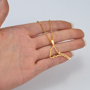 エリトリア地図概要女性と女の子のためのペンダントネックレス結婚式のためのシルバー/ゴールドカラーエリトリアのアフリカ地図 #207621 - Product Image 2