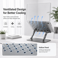 Nouveau support pour ordinateur portable multi-angles en alliage d'aluminium avec ventilation, conforme aux normes CE et RoHS, idéal pour le travail de designer et les tablettes