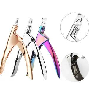 Coupe-ongles en U 3 couleurs pour faux ongles français, coupe-bordures en acier inoxydable, outil de manucure DIY - Product Image 1