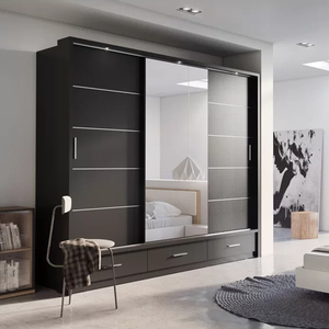 Armoire de chambre moderne en MDF avec portes coulissantes et penderie à pantalons – Meuble idéal pour appartement - Product Image 6