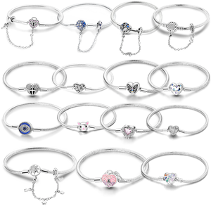 Usine bricolage 925 en argent Sterling bracelet à breloques papillon terre <span class=keywords><strong>avion</strong></span> coeur fermoir mauvais œil serpent chaîne Bracelet avec Zircon - Product Image 1